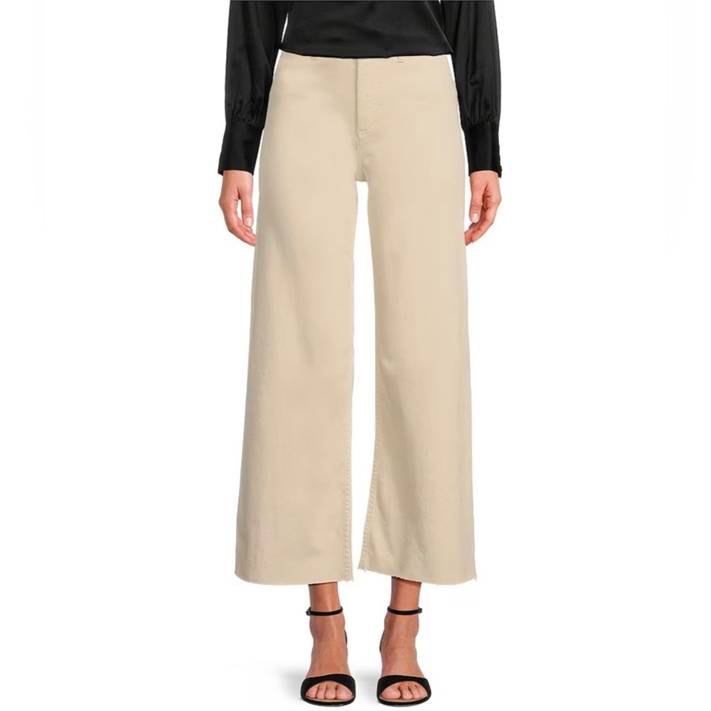 Alexandra Wide Leg Raw Hem Twill Chino Pants